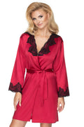 Peignoir en satin rouge avec dentelle noire élégant sexy romantique pour femme confortable et séduisant
