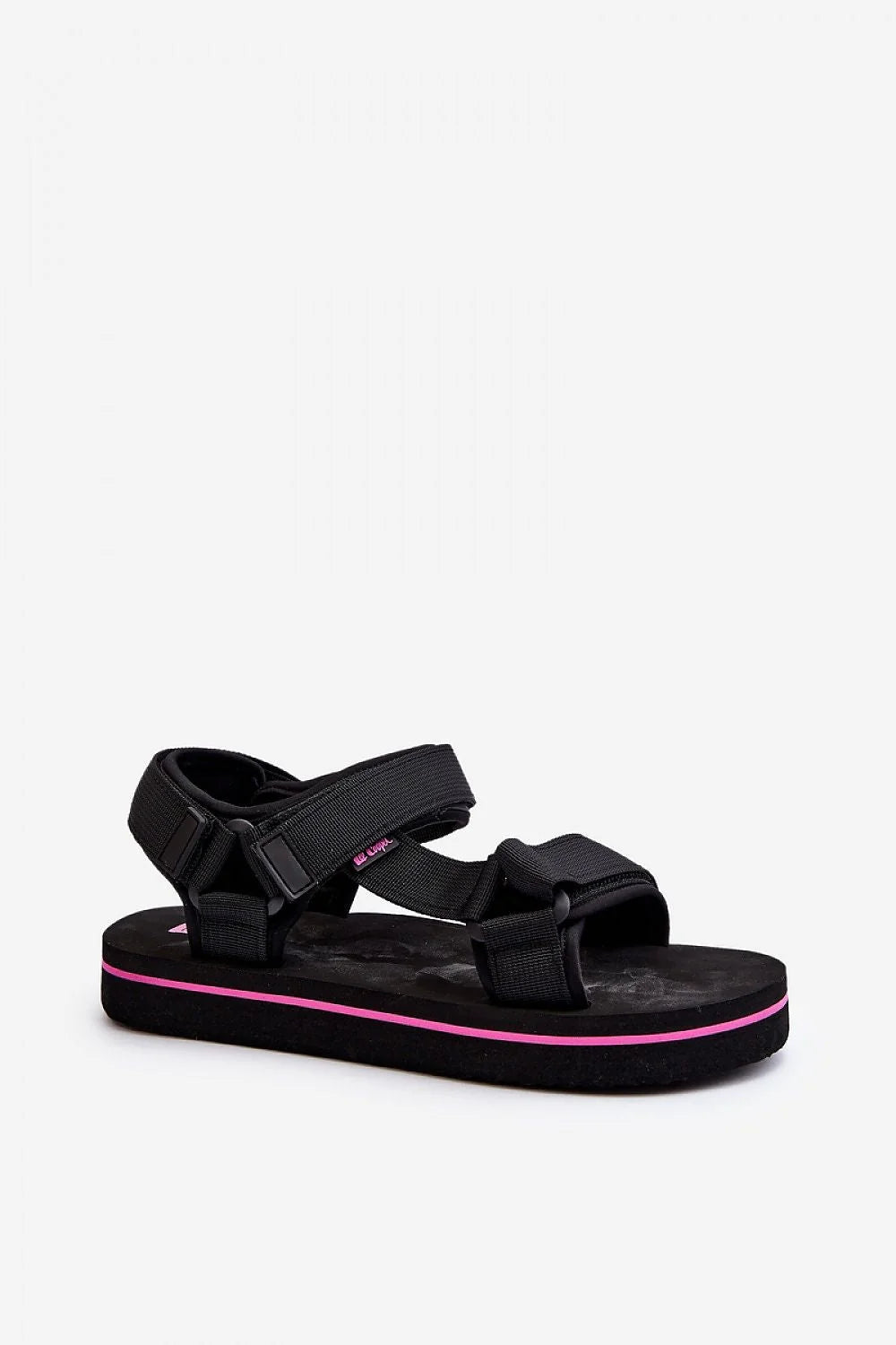 Sandales pour femmes style sportif plateforme velcro confortable tissu semelle piano 3cm noir rose