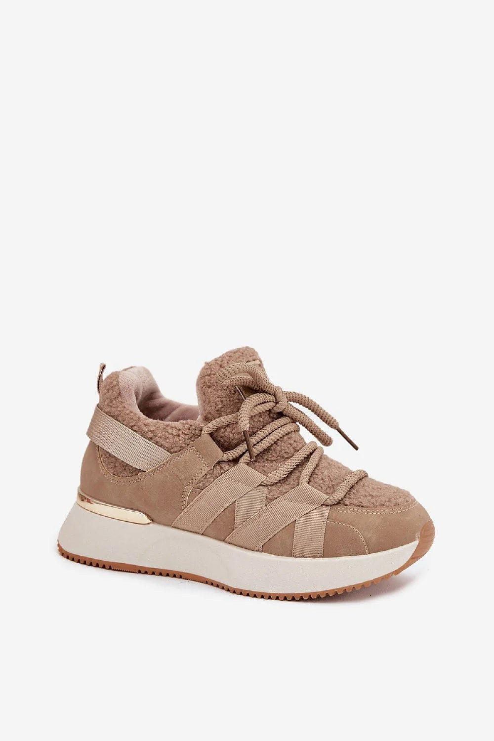 baskets femme cuir synthétique fourrure mouton doublure chaude intérieur doux slipon lacets supplémentaires miroir arrière plateforme confortable mode hivernale quotidienne