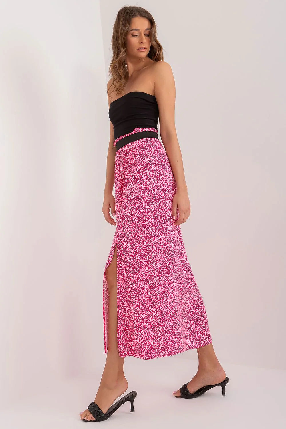 Jupe longue Sublevel motif animal viscosé taille haute élastiquée fente latérale femme élégance confort quotidien