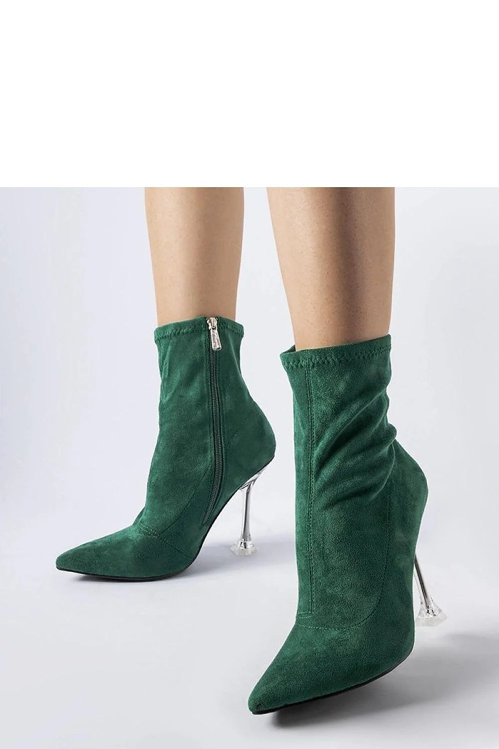 Bottes à talons transparents vertes design moderne en daim pour femme, occasionnels élégants, confortables, mode tendance 2023