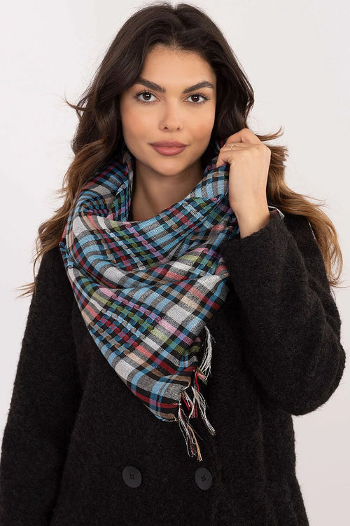 Foulard design multicolore à carreaux, en laine douce, pour femmes, occasion quotidienne et soirées, avec franges effilées, grande taille 100x100 cm