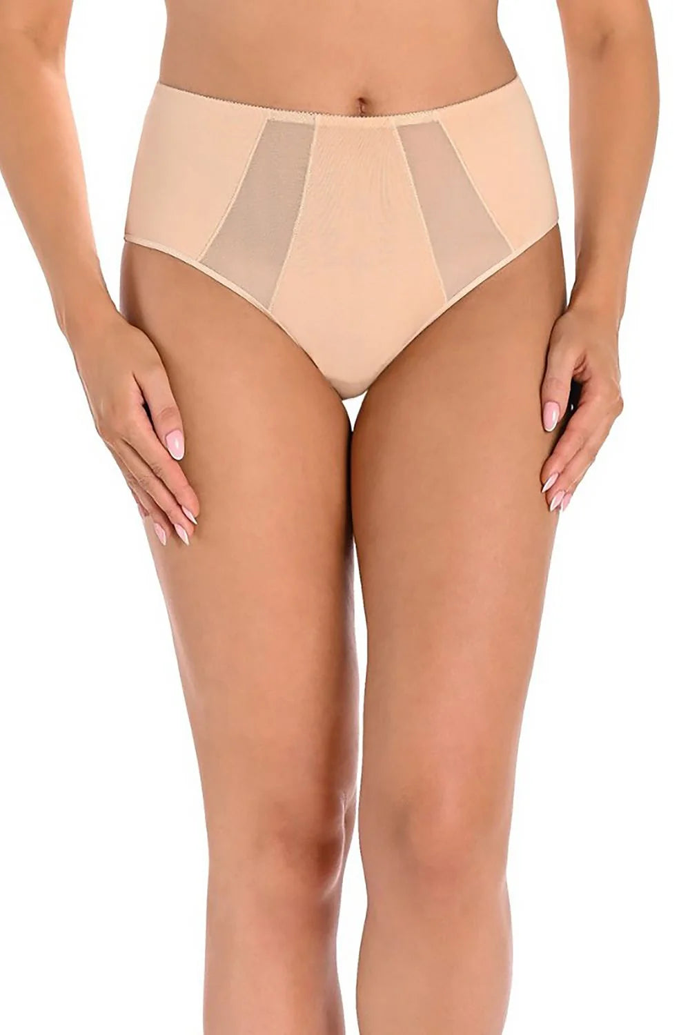 Ensemble de culottes pour femmes beige moderne style épuré insert maille transparente coupe classique maintien confortable
