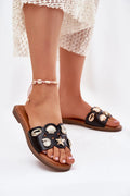 Sandales femmes style maritime mules ouvertes coquillages étoiles mer doré cuir artificiel semelle caoutchouc confort été plage ville