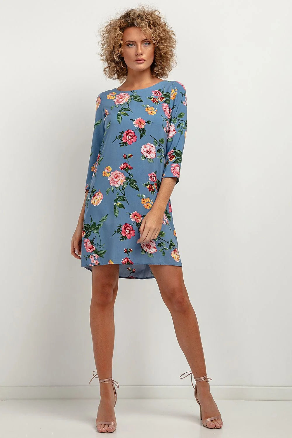 Robe de jour Tessita féminine mode été motifs floraux visage bleu floral printemps été femmes robe élégante confortable femme