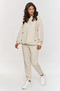 Ensemble Makadamia sweatshirt capuche joggers coton maille beige clair femme style urbain moderne confortable