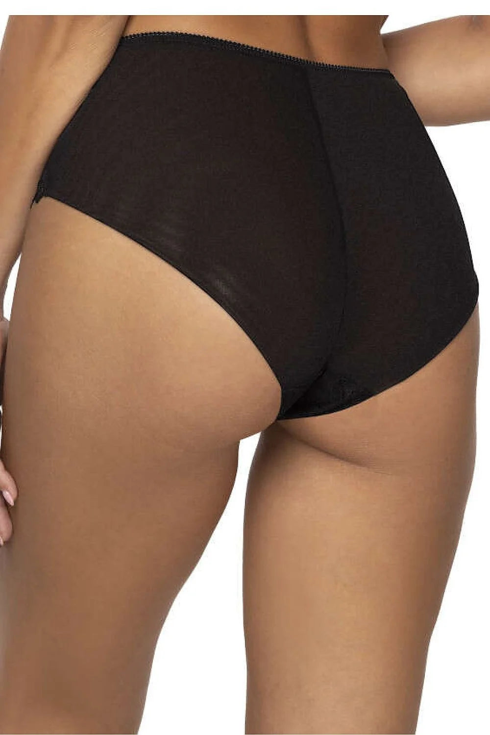Culotte noire taille haute dentelle motif chevron Elif femme confort ajustement parfait coton élasthanne lingerie quotidien occasion