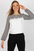 Chemisier Lakerta élégant moderne pour femme manches longues dentelle maille couleur blanche noire polyester coton taille ajustable