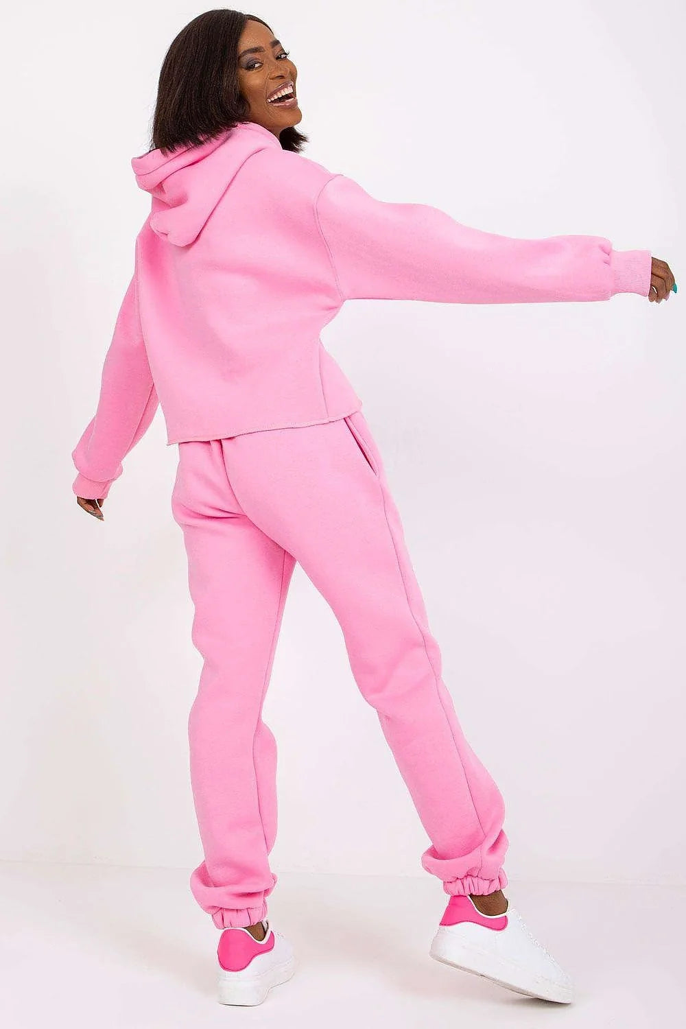 Ensemble sportswear femme LONDON CHAMPION sweat à capuche pantalon joggers rose vif coupe ample élastique manches ourlets coton polyester confort urbain