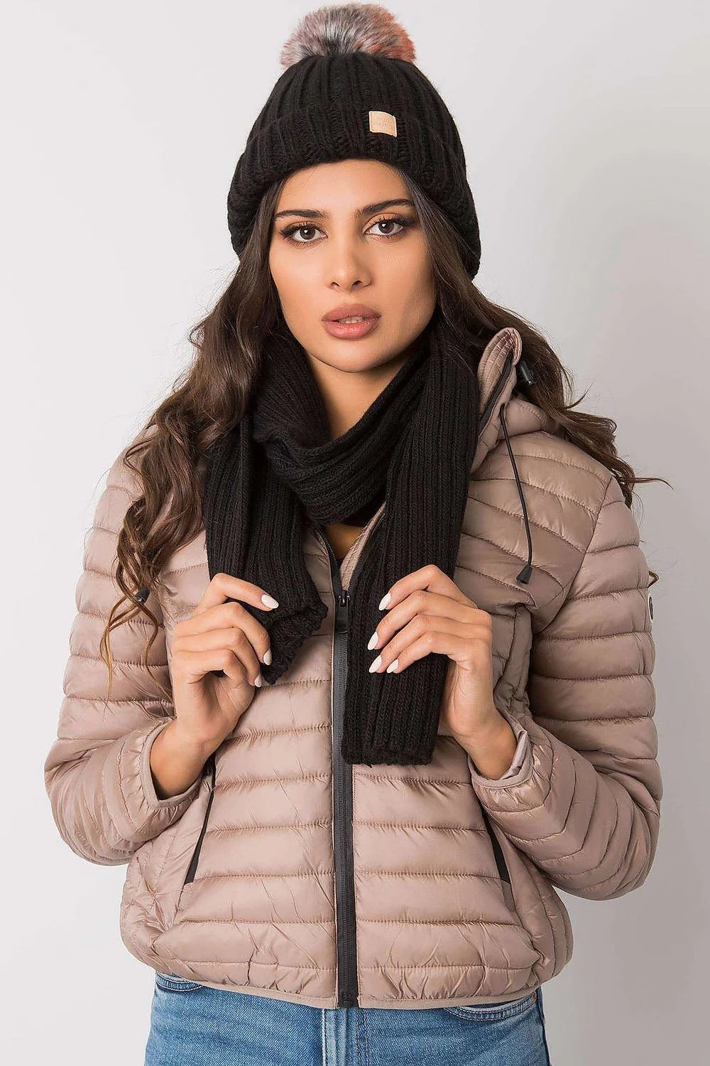 Ensemble Rue Paris hiver femme bonnet écharpe pull maille tricotée acrylique 100 % chaleur confort mode