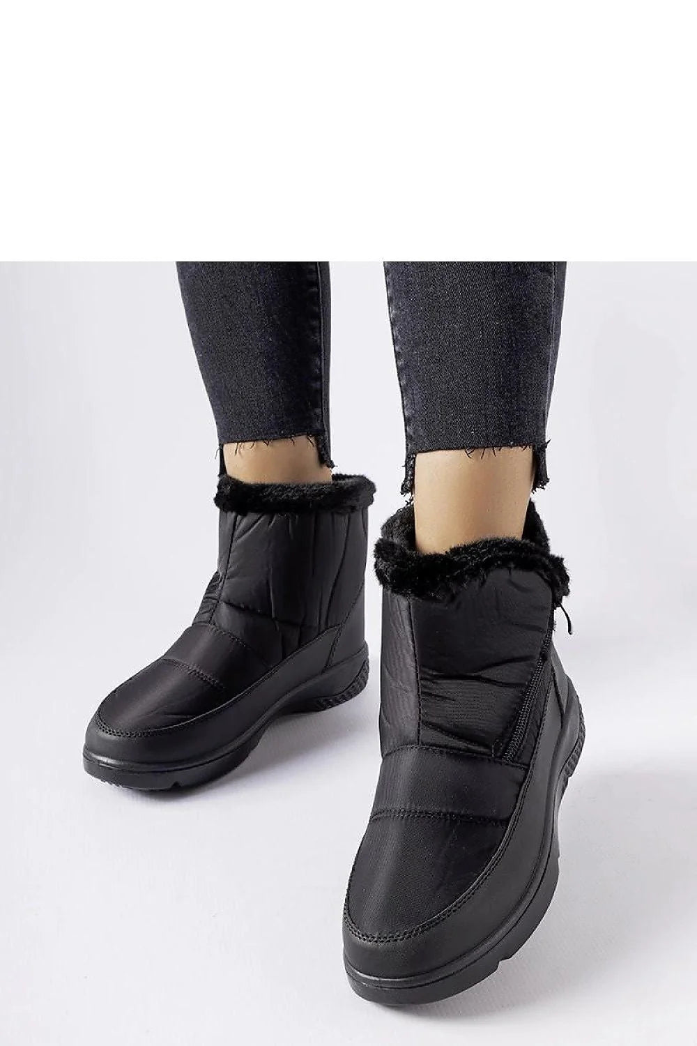 Bottes de neige pour femme en synthétique noires doublées fourrure faux fermeture éclair antidérapantes hiver confortables mode élégant