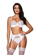 Soutien-gorge balconnet dentelle floral, ensemble lingerie chic, porte-jarretelles satin, culotte taille basse, lingerie féminine sexy