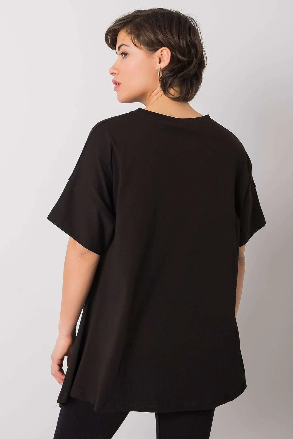 T-shirt femme design moderne minimaliste coupe ample manches courtes col rond coton 100% noir uni notre Rue Paris