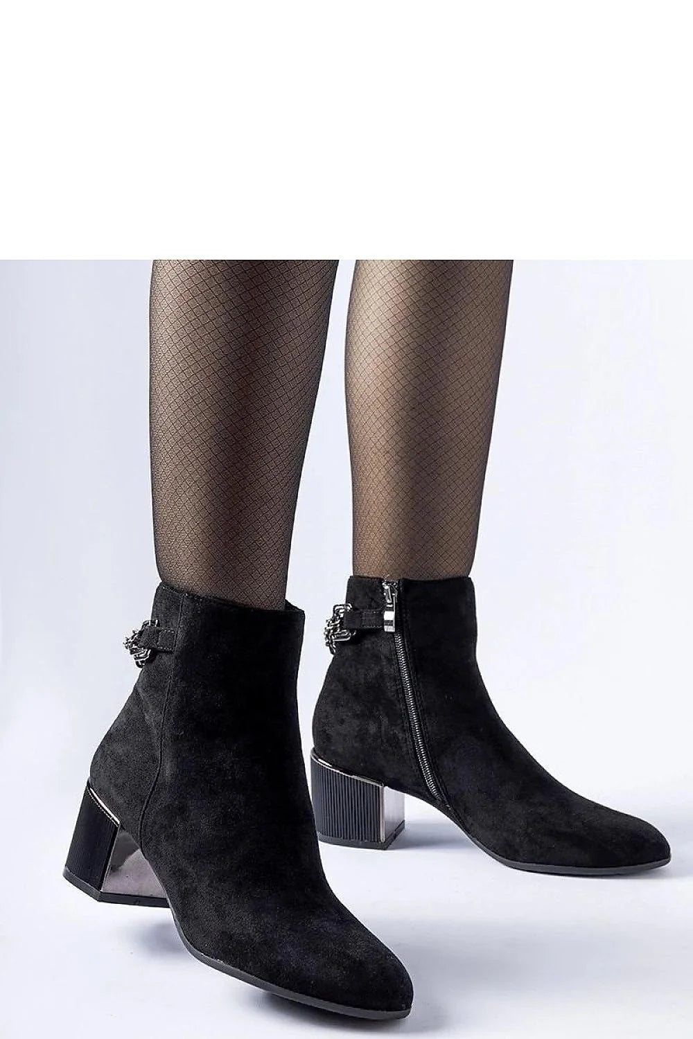 Bottes à talons métalliques femmes mode élégance suédine noir confort design moderne talon épais rectangle zip latéral
