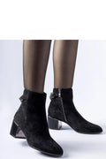 Bottes à talons métalliques femmes mode élégance suédine noir confort design moderne talon épais rectangle zip latéral
