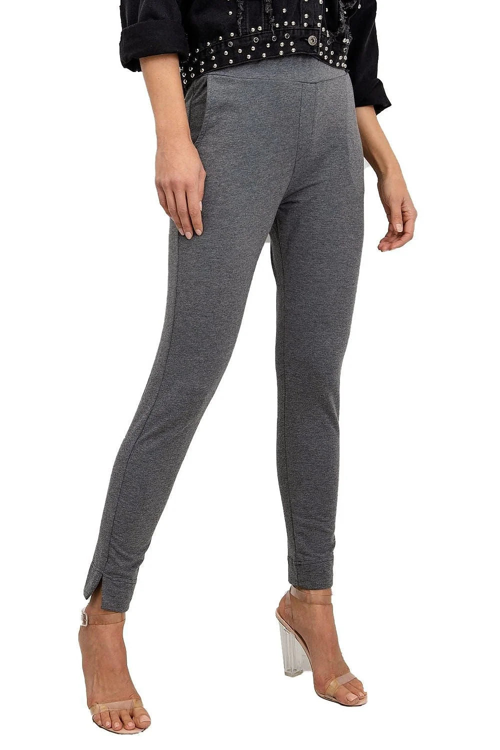 pantalon survêtement femme vert éclatant slim taille haute coton stretch doux extensible ceinture large coutures avant poches latérales ourlets fendus