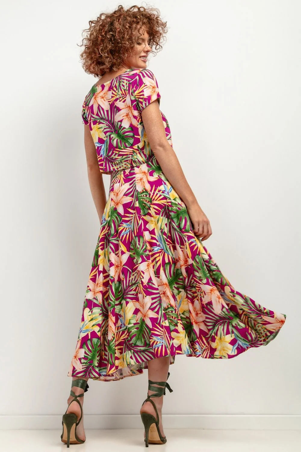 Jupe longue Tessita en viscose motif tropical haut sans manches été plage occasion spéciale