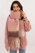 Écharpe et veste en sherpa pour femme, motif dégradé rose, crème et brun, style casual, texture douce
