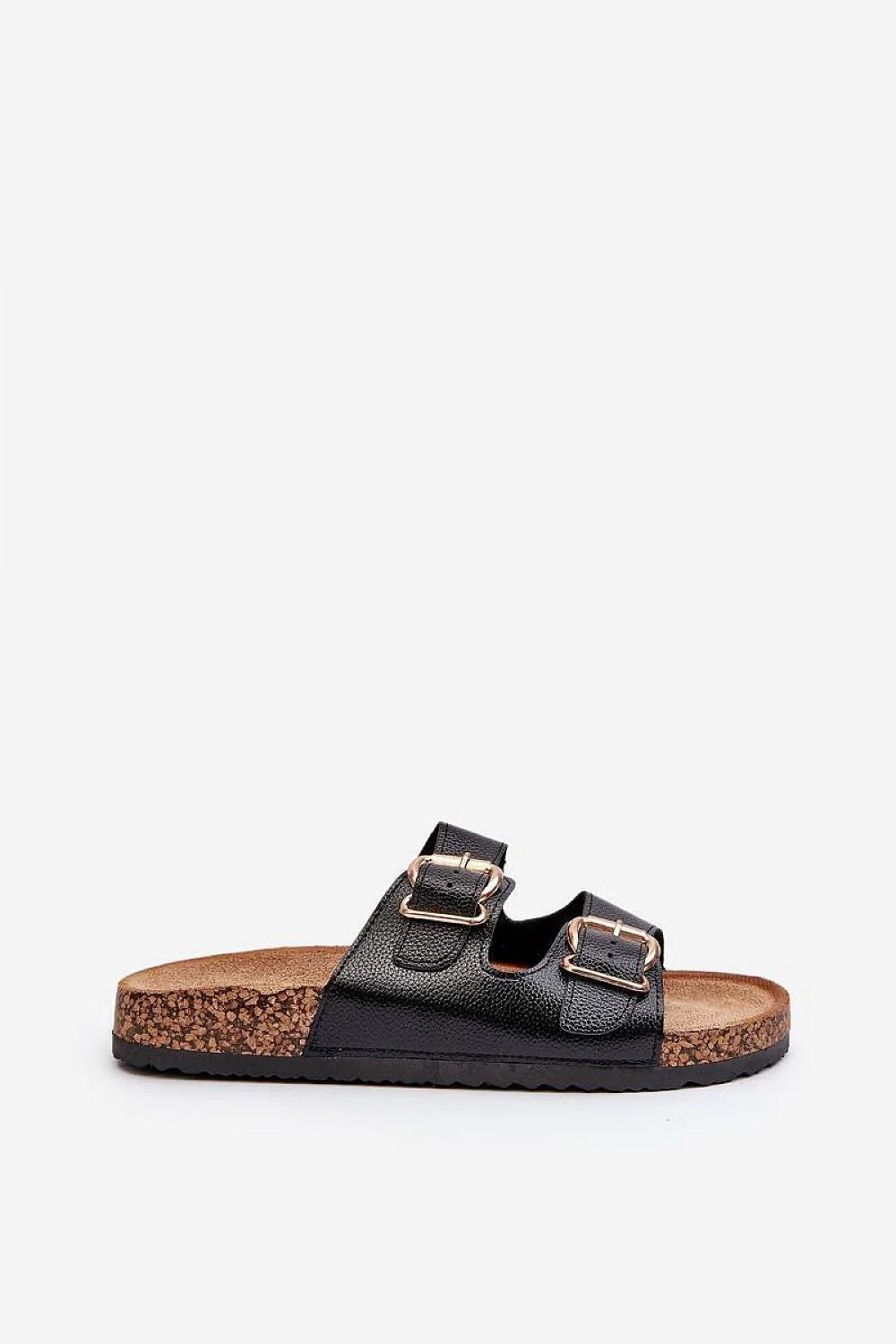 Sandales à enfiler pour femmes style décontracté contemporain confortables cuir synthétique noir semelle liège occasion estivale