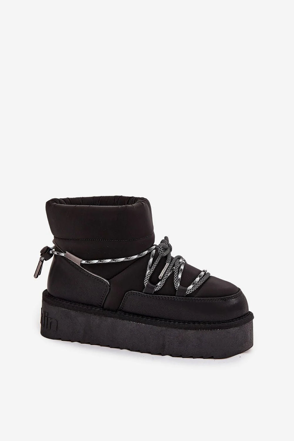 bottes neige femme DFranklin synthétique nylon imperméable légère doublure fourrure intérieure semelle caoutchouc antidérapante plateforme crantée 4cm similicuir lacets bicolores
