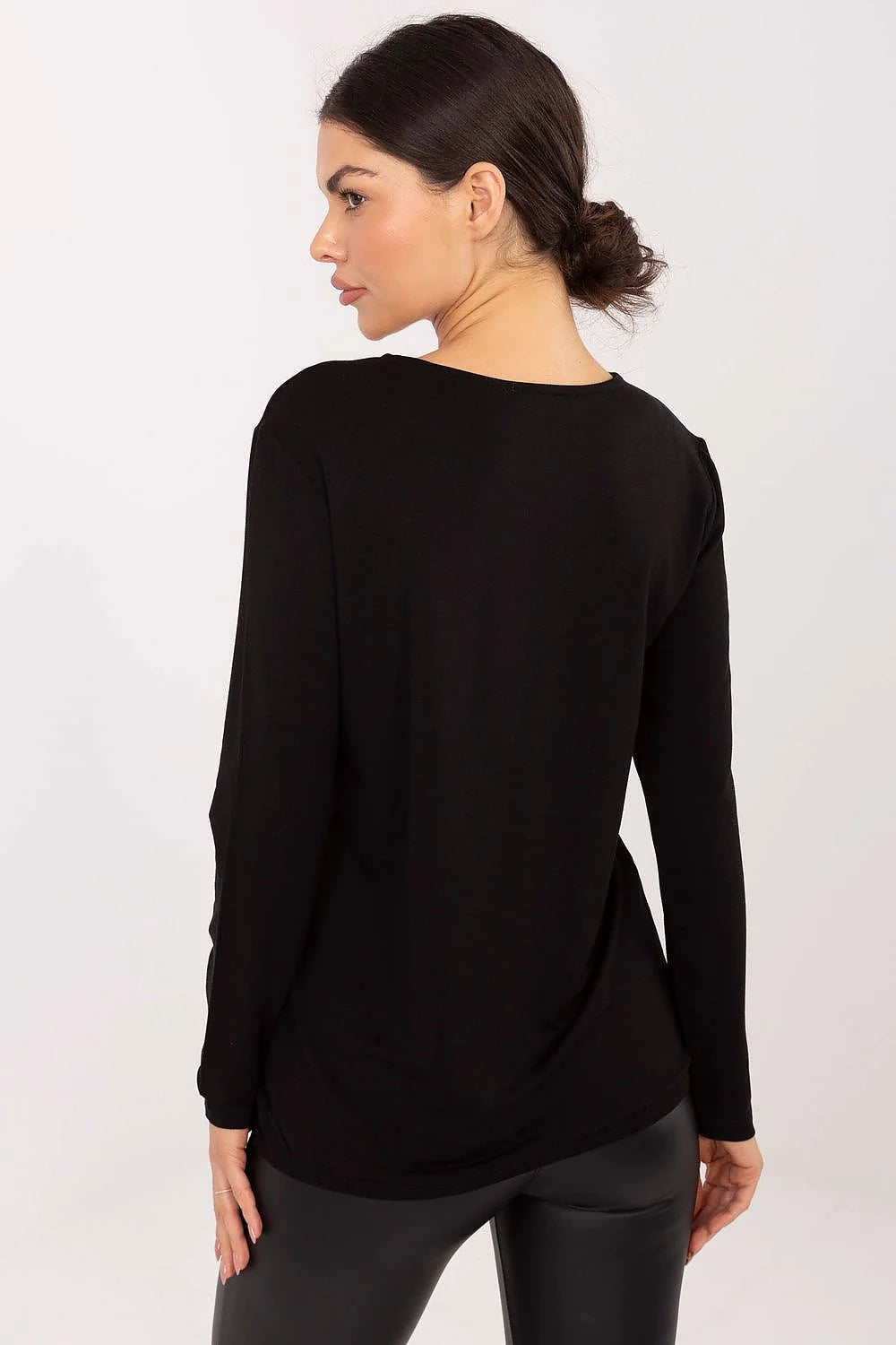 chemisier casual quotidien confortable polyvalent doux respirant modal élasthanne ajusté silhouette manches longues col rond bas élastique minimaliste