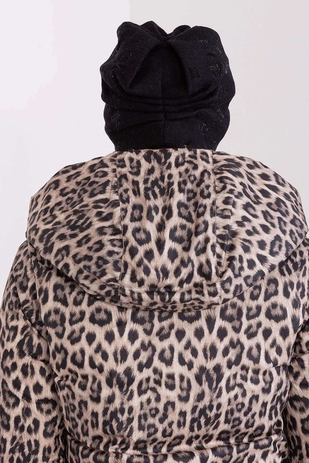 Manteau d'hiver femme imprimé léopard matelassé style audacieux confort durable polyester coton doublure fermeture boutons capuche poches latérales mode