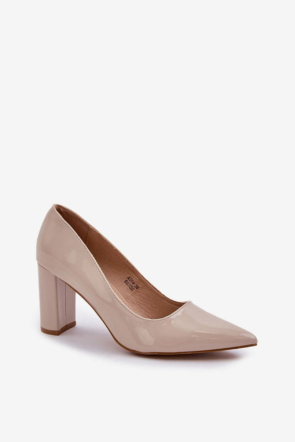 Escarpins à talon carré beige nude, style sophistiqué, minimaliste, pour soirées et occasions formelles, femmes