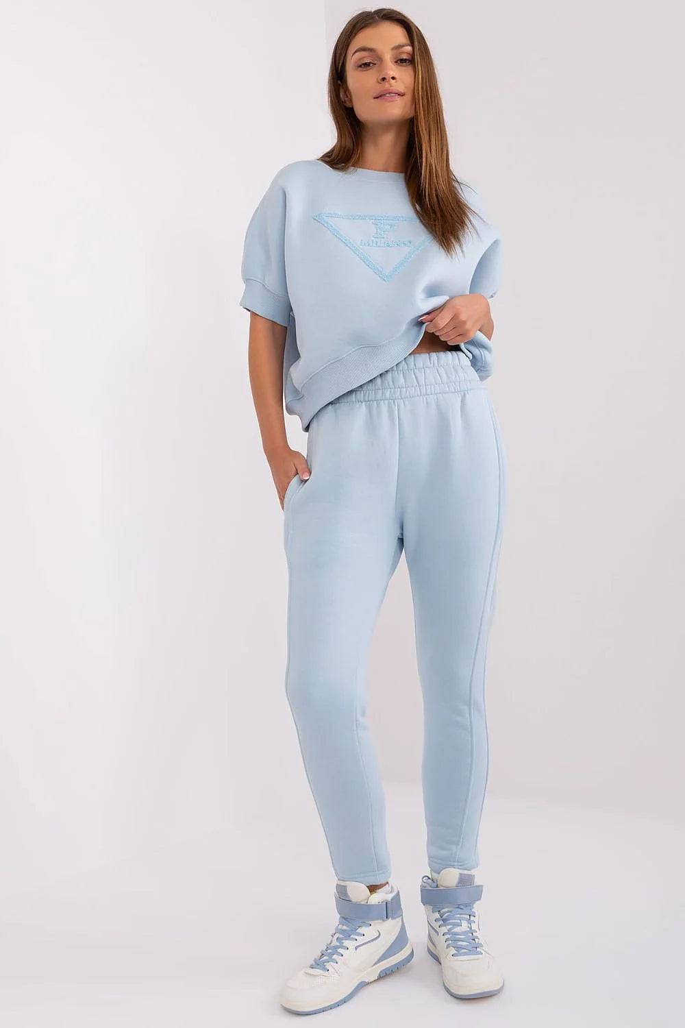 Ensemble Sweat-shirt et Joggers Femme Bleu Ciel Coton Polyester Style Urbain Confort Tendance Coupe Décontractée Occasion Casual