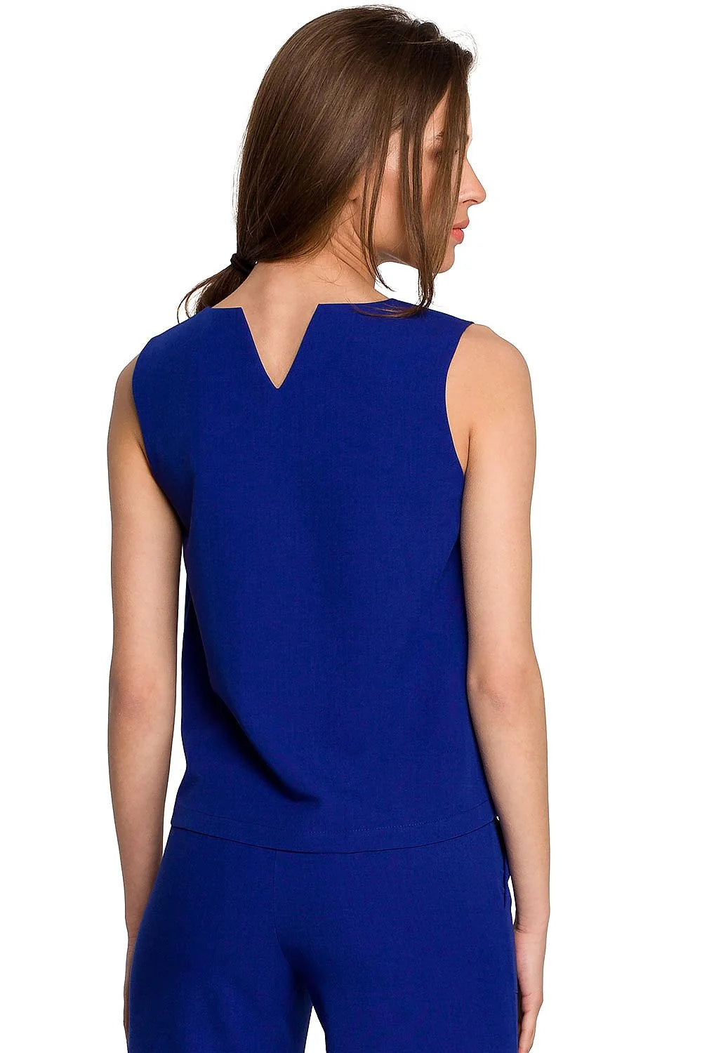 Top Femme Bleu Vif Polyester Élégant Ample Décontracté Travail Bureau Mode Style Professionnel