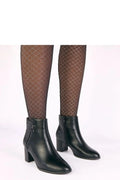 bottines femme cuir synthétique noir lisse bout arrondi talon bloc 7cm tige 12cm fermeture zippée latérale décorative doublure thermique confort