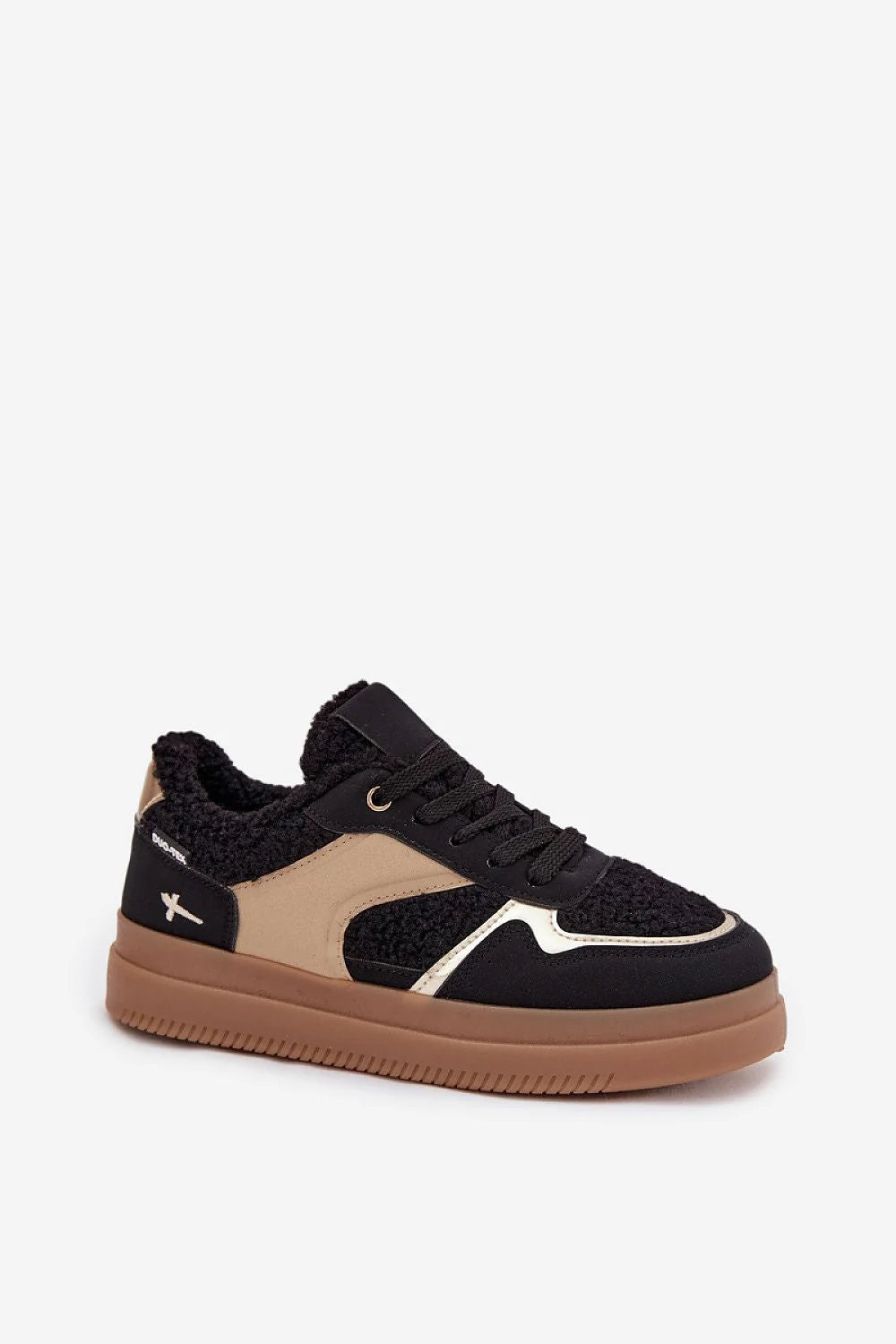 baskets femmes plateforme compensée semelle haute stabilité doublure fourrure mouton tige peluche cuir écologique lacets ajustables chauffantes confortables style urbain
