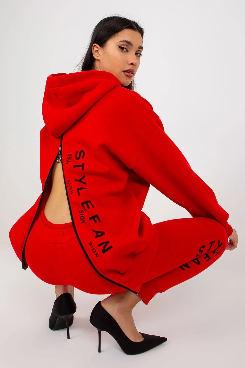 Ensemble de survêtement Ex Moda pour femmes, sweat à capuche et joggers, couleur rouge, confort et style, tailles universelles