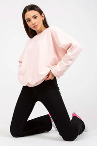 Sweatshirt Rue Paris coton rosé pâle coupe ample oversize épaules tombantes manches longues poignets resserrés col rond design