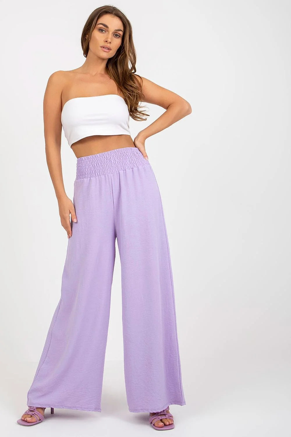 Pantalon femme Italy Moda taille haute plis décoratifs coutures tissu elasthanne 5 polyester 95 occasion multiple