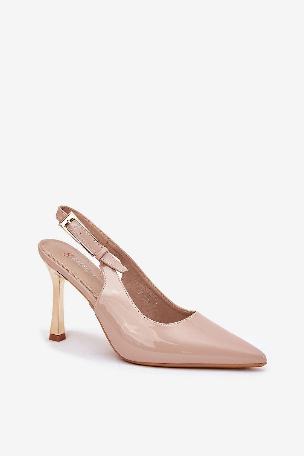 Escarpins élégants à bouts pointus talon ouvert ajustable cuir artificiel nude beige pour soirées occasions spéciales femmes