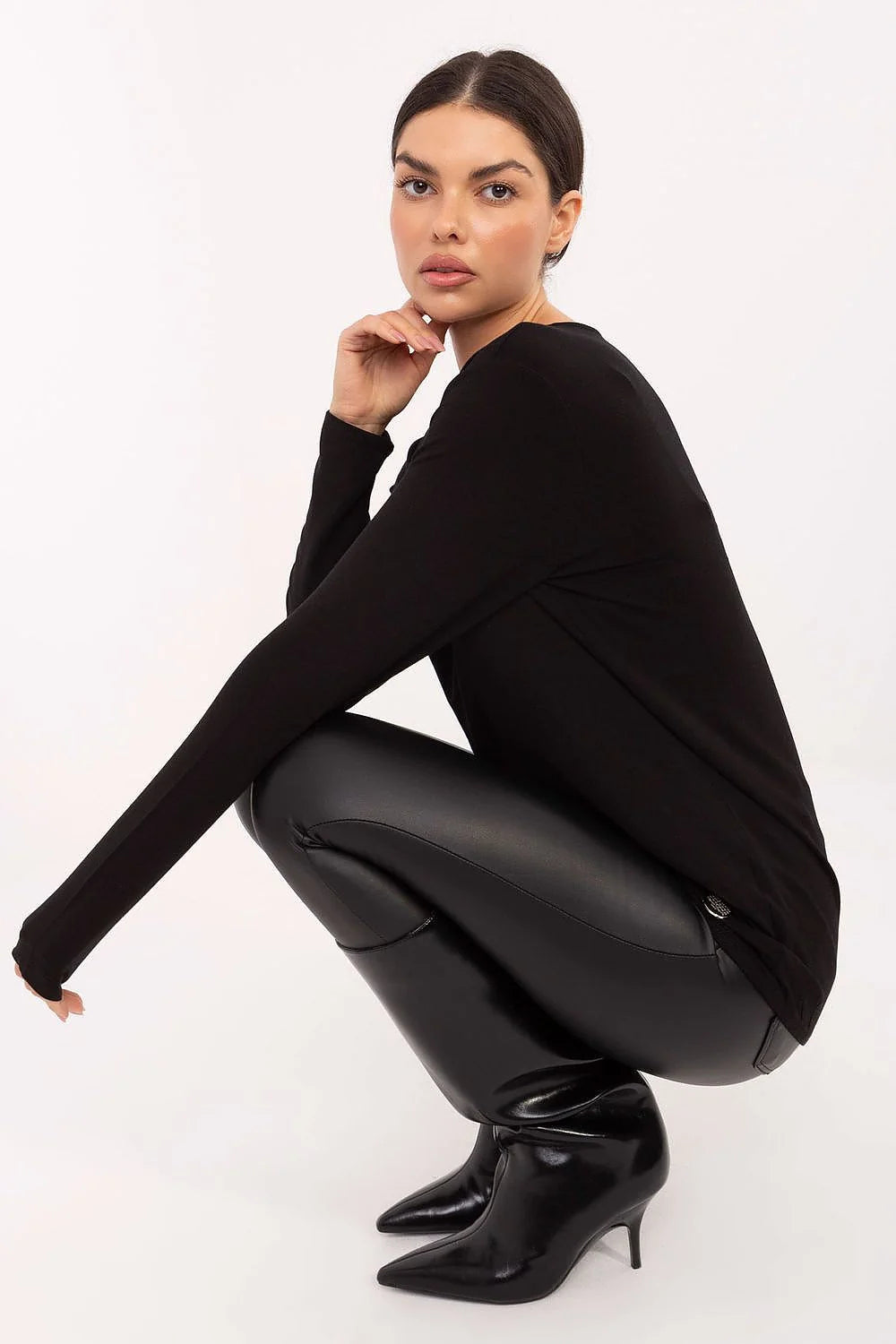 chemisier casual quotidien confortable polyvalent doux respirant modal élasthanne ajusté silhouette manches longues col rond bas élastique minimaliste