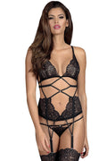 Body en dentelle noire sexy sophistiqué avec motifs floraux et perles pour femme élégante
