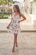Robe d'été en coton imprimée florale élégante bretelles fines style décontracté femme tendance estivale