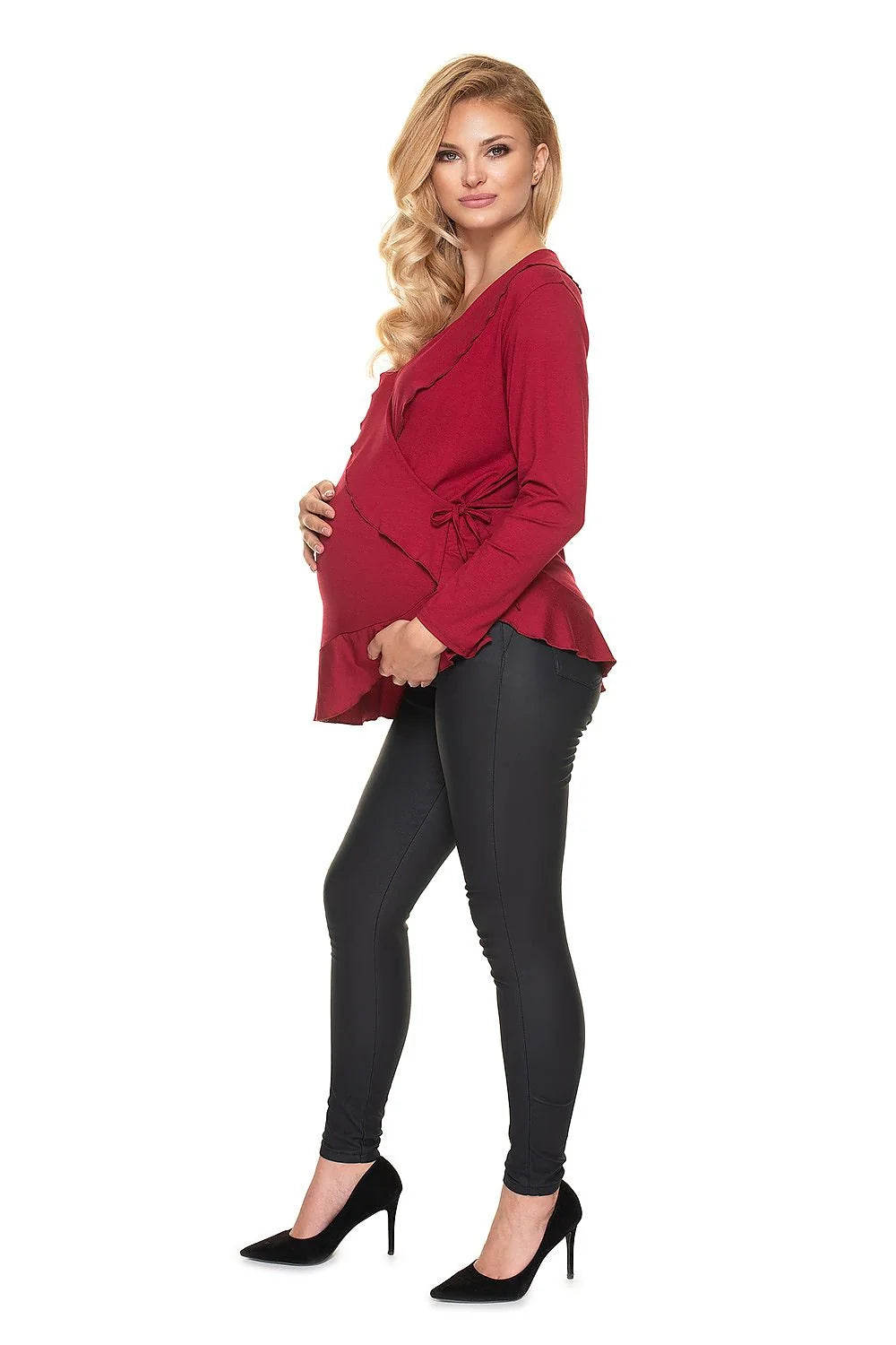 Top Maternité en Coton Noir Élégant et Confortable à Manches Longues pour Future Maman Chic