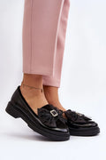 Mocassins élégants pour femmes en cuir naturel design raffiné nœud métallique semelle confortable talon plat mode printemps été