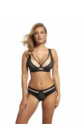 Soutien-gorge Lupo Line Push Up chic en maille et résille noir transparent triangle sans armature femmes