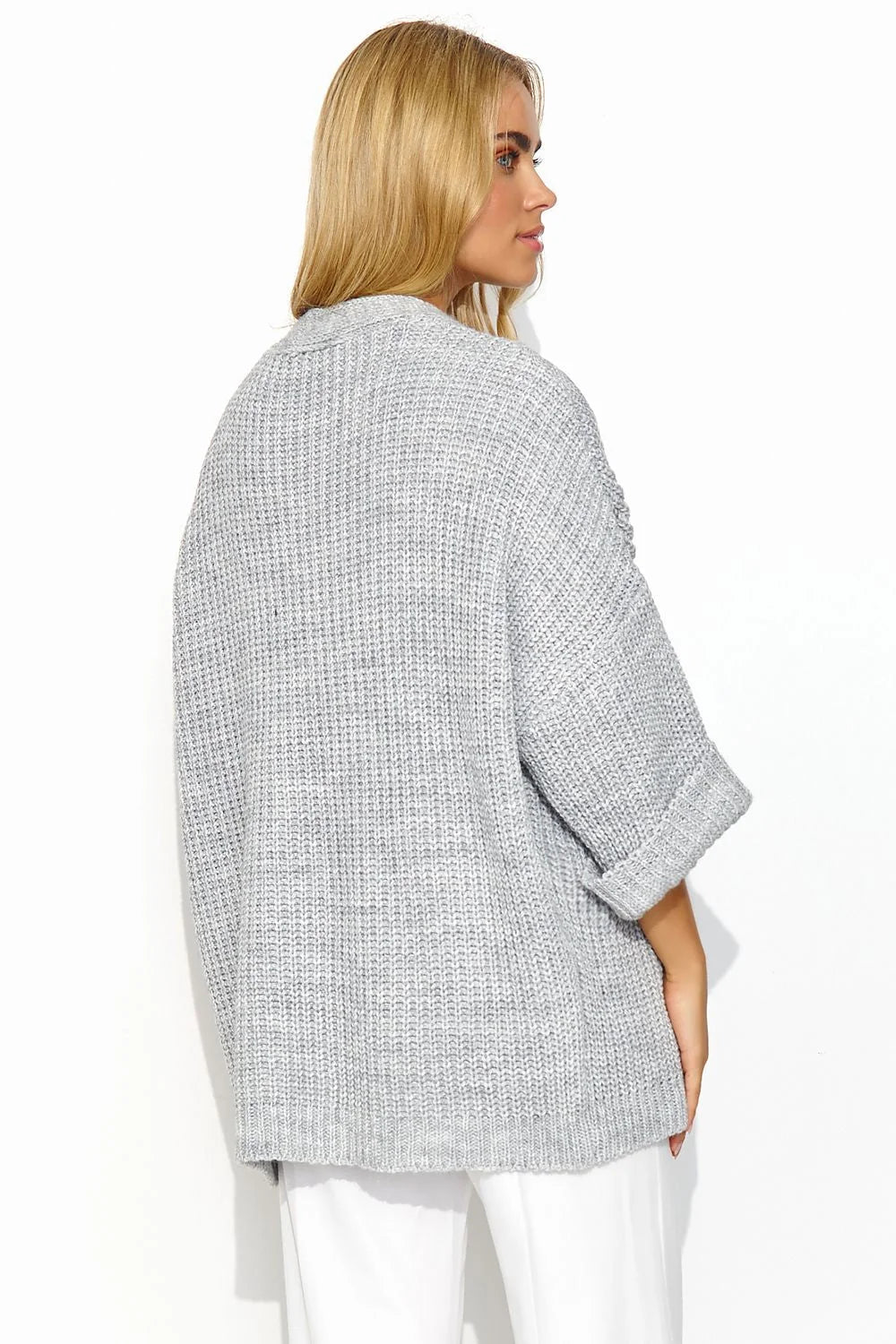 Cardigan Makadamia pour Femme en Maille Acrylique et Polyamide, Style Décontracté Moderne, Coupe Amples Manches Longues sans Boutons