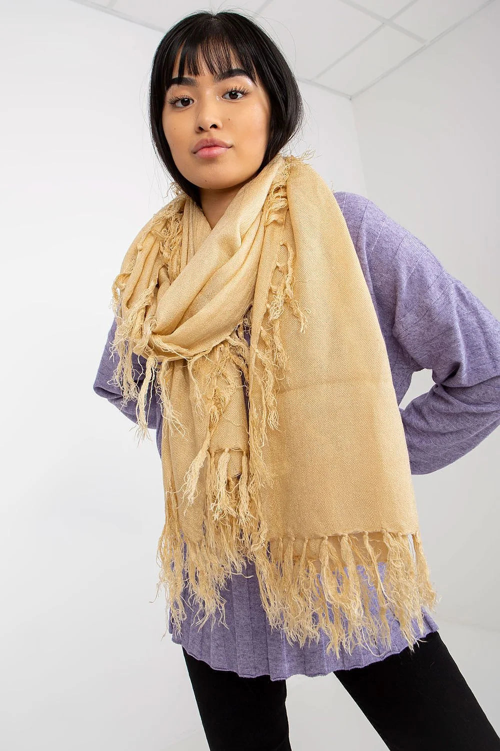 écharpe femme acrylique longue franges anthracite gris grand format enveloppante texturée douce chaude légère volumineuse bohème