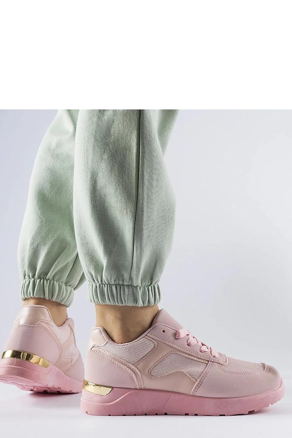 Baskets pour femmes modernes et élégantes semelle rose cuir synthétique mesh doré confortable amorti traction quotidien décontracté