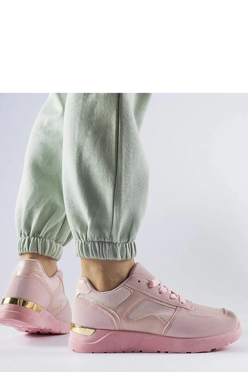 Baskets pour femmes modernes et élégantes semelle rose cuir synthétique mesh doré confortable amorti traction quotidien décontracté