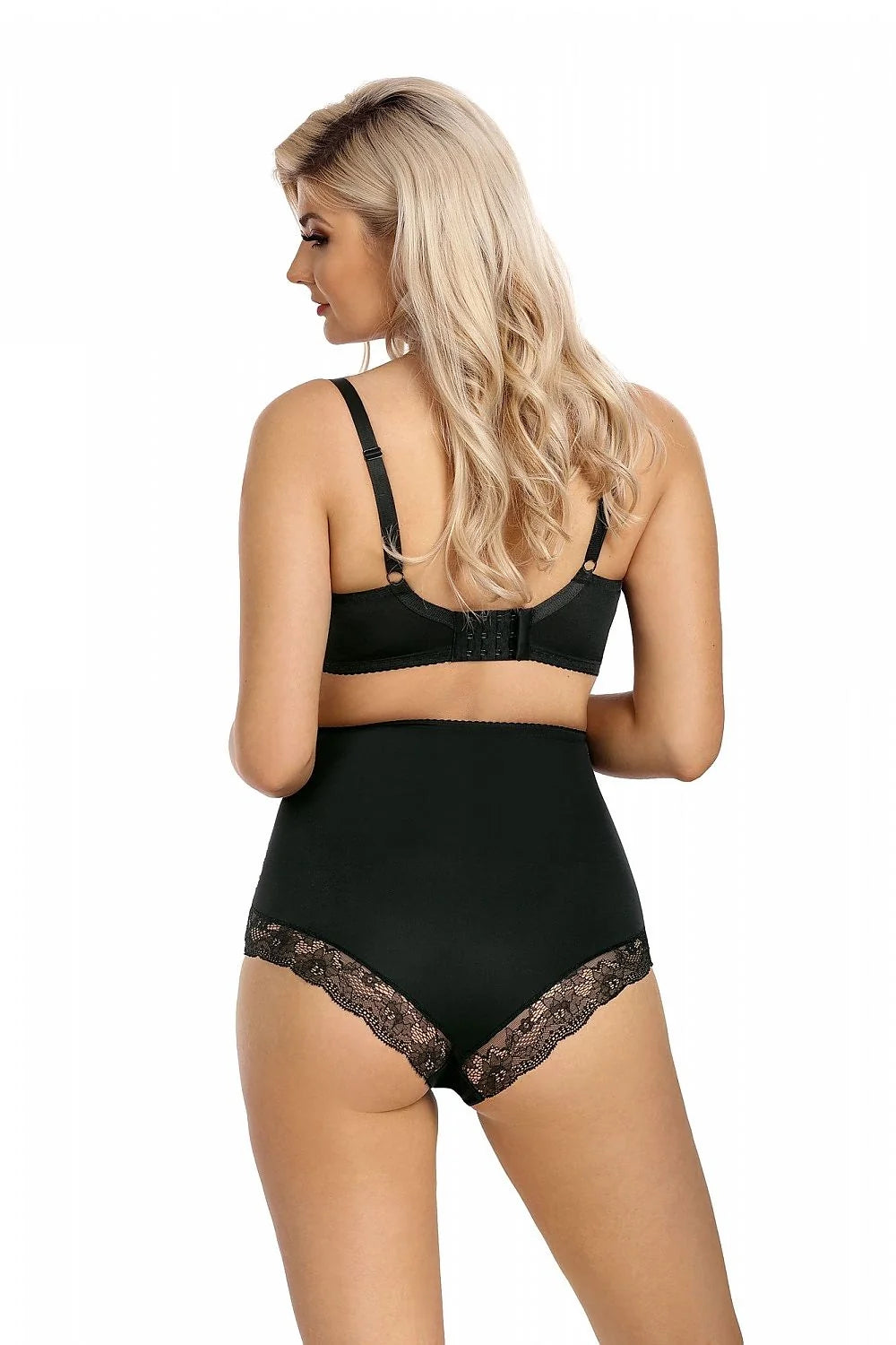 Ensemble de lingerie dentelle satin noir nude taille haute élégant maintien confort femme moderne sophistiquée