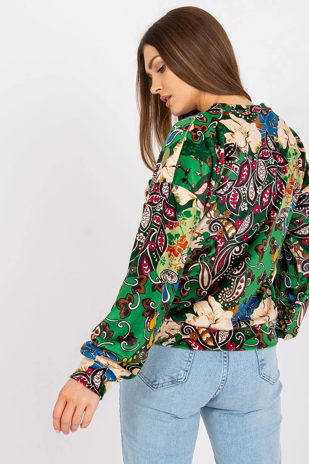 Chemisier femme polyester ample bohème manches longues motifs floraux colorés style décontracté élégant moderne