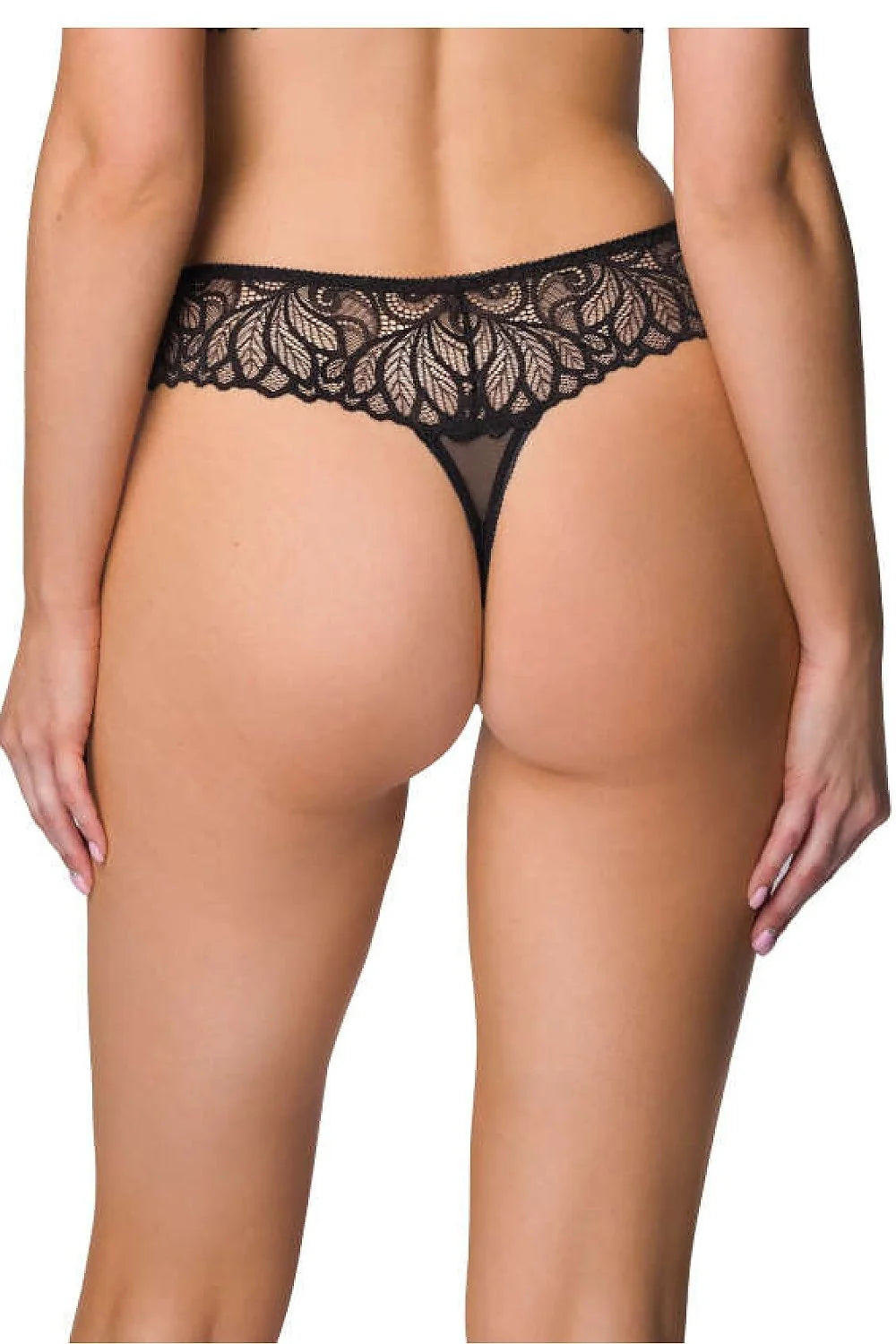 Culotte de lingerie féminine en dentelle noire motif floral géométrique taille haute finition festonnée élastique confortable pour femmes