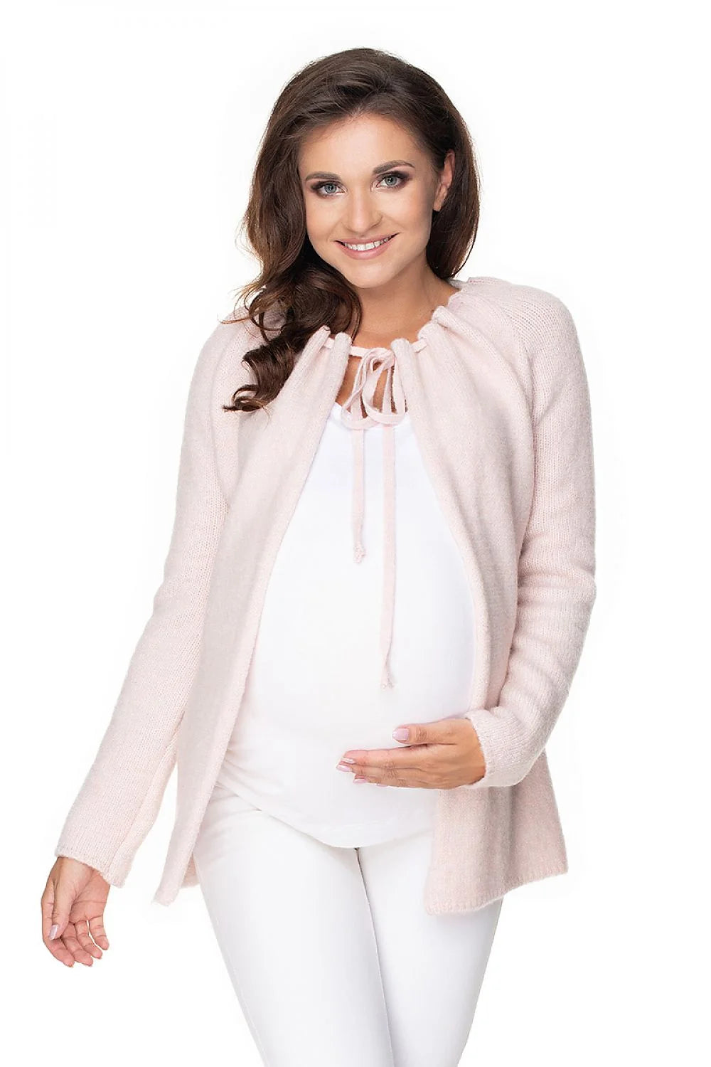 Cardigan de grossesse en acrylique et polyamide, style casual, respirant, doux, idéal futures mamans