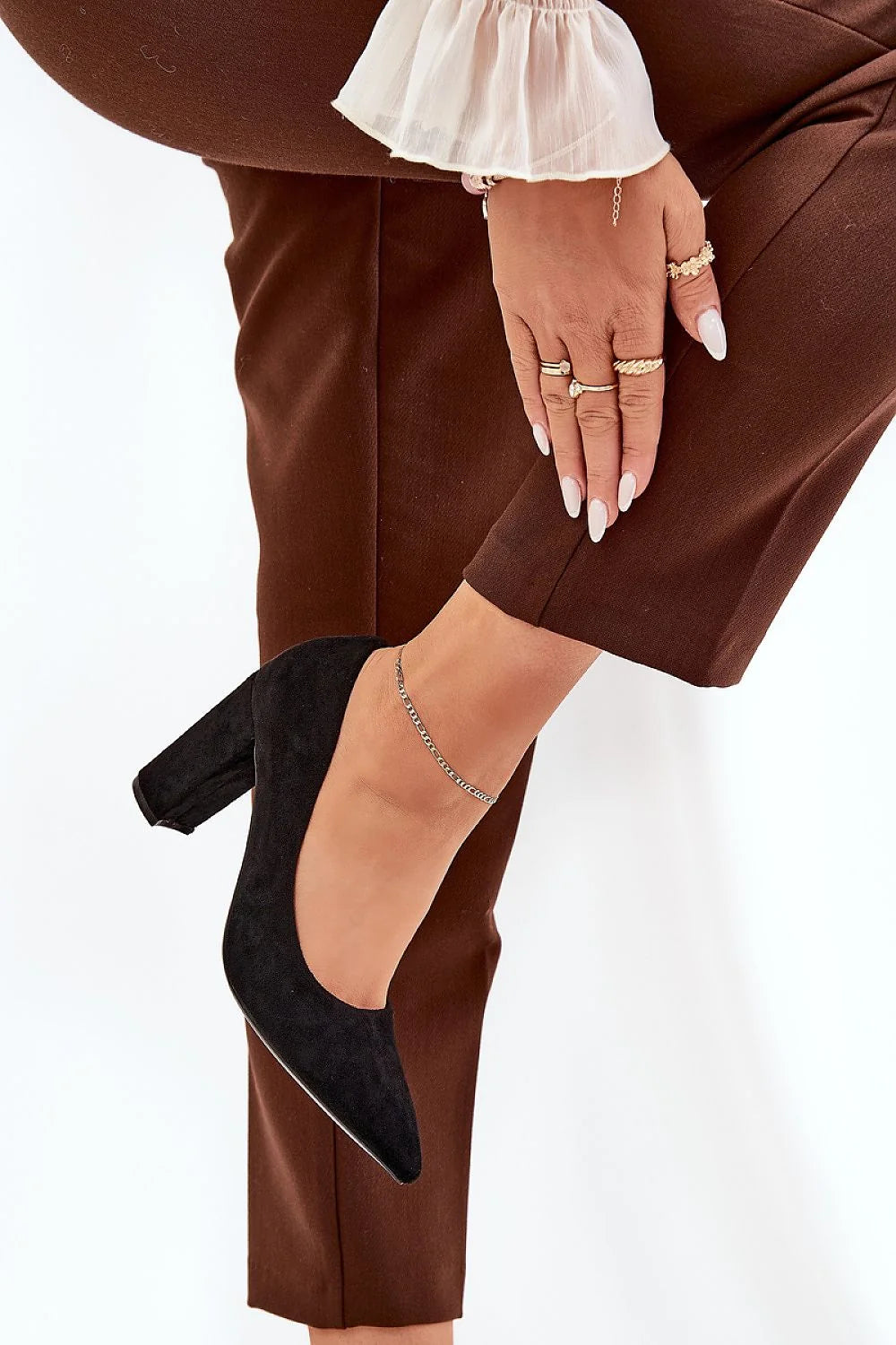 Escarpins talon large Step in style cuir suédé noir classique élégance femmes occasion formelle soirée